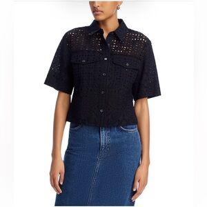 VERONICA BEARD NEW BLACK SPRUCE EYELET TOP SIZE 16